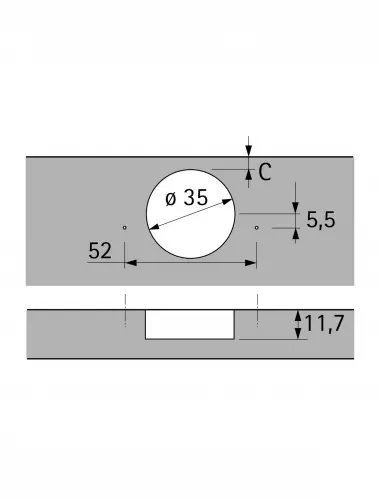 Hettich  Петля Intermat 9943-Т42-К16, петля д/вклад. угол отк110 (1030922) - 7