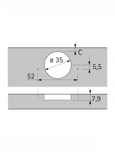 Hettich Петля Sensys 8646i TH52 B средняя для тонких дверей (9094280) - 3