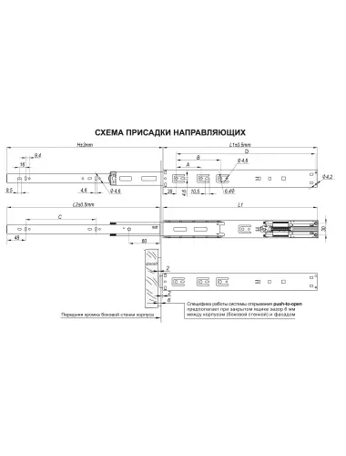 Направляющие BOYARD DB4518Zn/450 Push+Soft Closing - 3