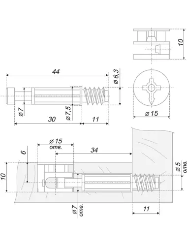 Эксцентриковая стяжка ST01/48/6/Zn/01 Boyard - 1