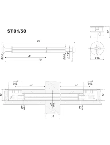 Эксцентриковая стяжка Двойная ST01/50/6/Zn/01 Boyard - 1