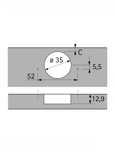 +Петля SENSYS 8661, УГОЛ 95ГР, ЧАШКА TH52D35, НАКЛАДНАЯ НАВЕСКА(B12,5) (9091580) - 3