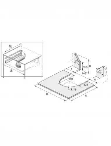 Hettich U-ОБРАЗНАЯ СТЕНКА ДЛЯ ЯЩИКА ПОД МОЙКУ,СТАЛЬ,БЕЛАЯ (9204283) - 1