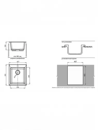 Мойка Granfest P-505 Графит 505*430 - 1