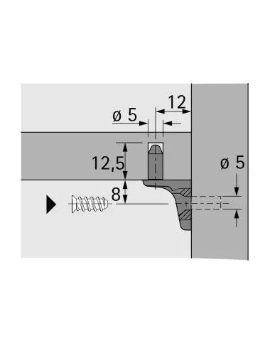 Hettich ПОЛКОДЕРЖАТЕЛЬ SEKURA 7, СО ШТИФТОМ, М6Х25, ЦИНКОВОЕ ЛИТЬЕ, НИКЕЛИРОВАННЫЙ (1011027) - 1