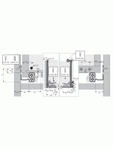 Hettich Направляющие Push to open 550 Quadro V6 30/550 EB 20, ПРАВАЯ (9111356) - 5