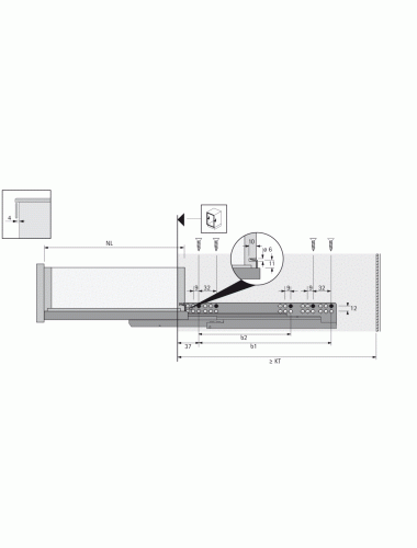 Hettich Направляющие Push to open 550 Quadro V6 30/550 EB 20, ПРАВАЯ (9111356) - 4