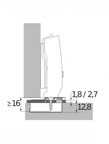 Hettich АДАПТЕР ГЛУБИНЫ ЧАШКИ ПЕТЛИ SENSYS, T2,7, ПЛАСТИК (9073596) - 1