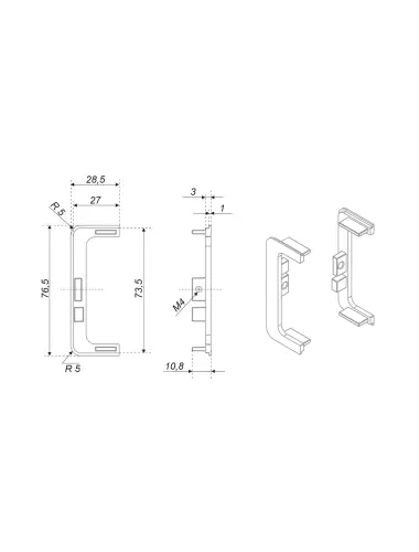 RZ050.01GR Boyard Заглушка боковая ZnAl GOLA BALANCE - 1